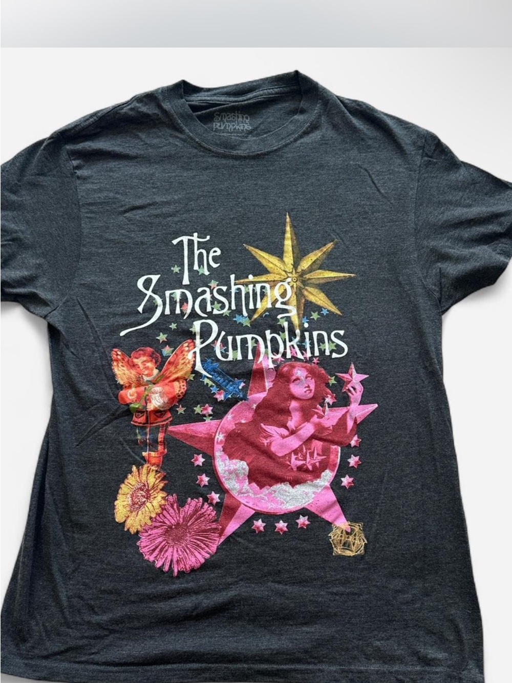 The Smashing Pumpkins Graphic Band Tee - Black with Pink & Gold Artwork